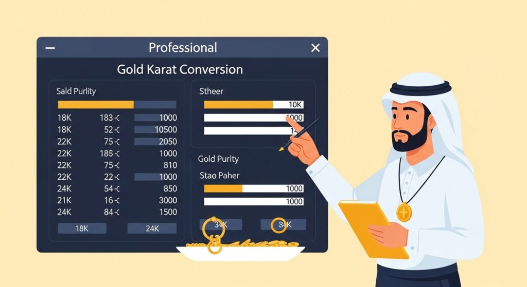Saudi jeweler using a professional gold karat conversion software